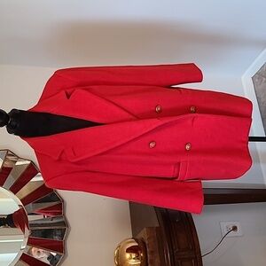 Elegant Red Double-Breasted Women's Blazer